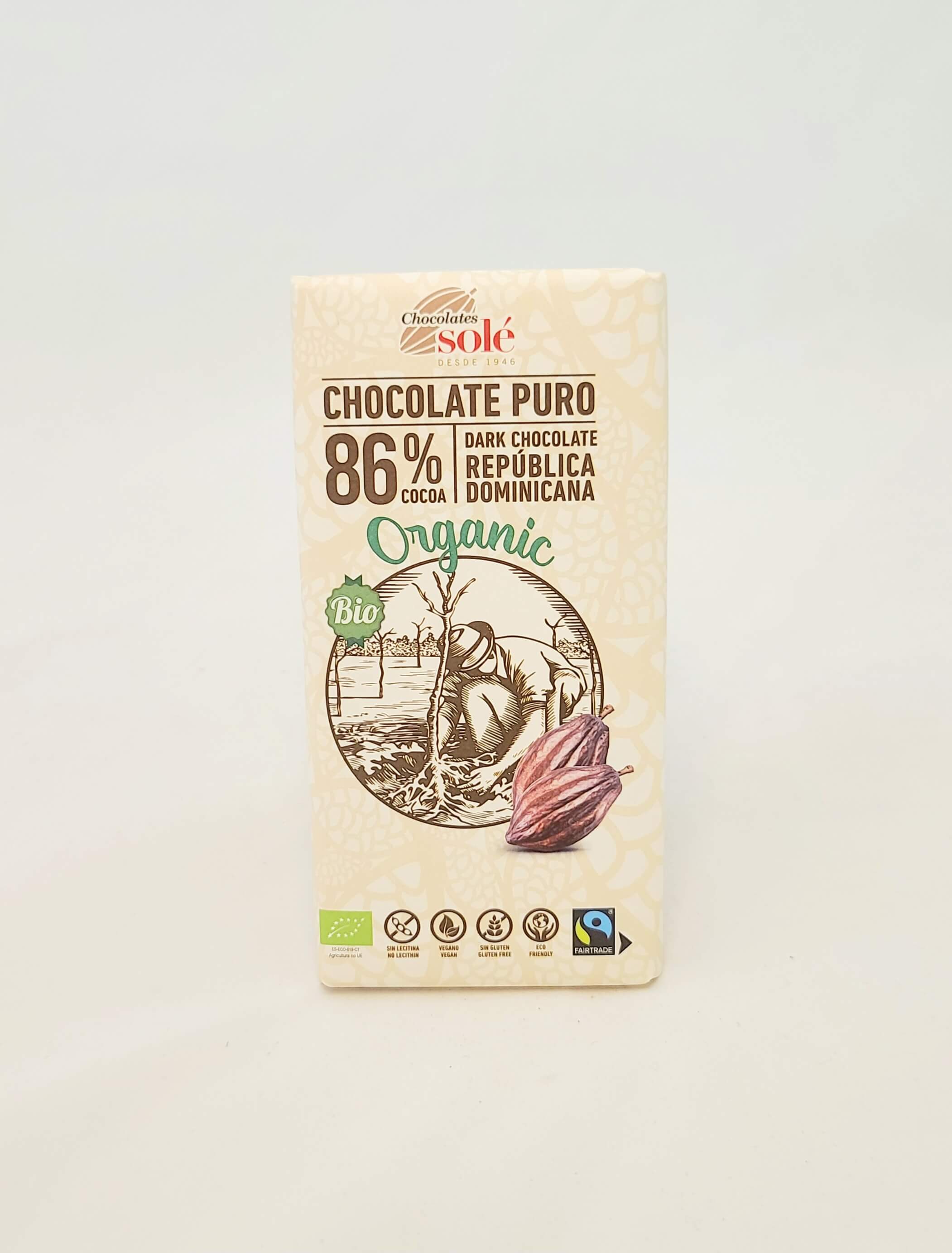 Chocolate 86% cacao Bio 100g Chocolates Solé 