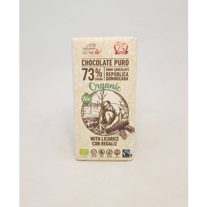 Chocolate con regaliz 73% cacao Bio 100g Chocolates Solé 