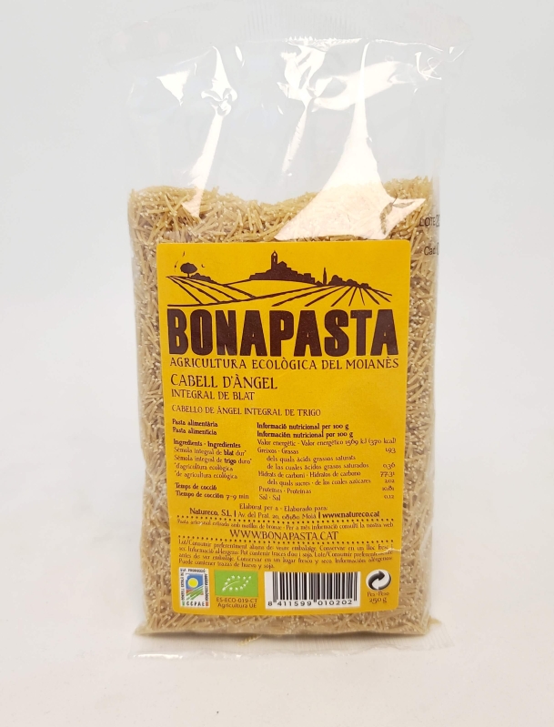 Cabell d'àngel integral de blat 250g Bio Bonapasta 